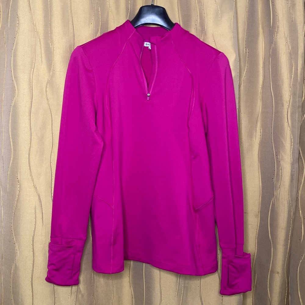 ATHLETA QUARTER ZIP UP TRACK JACKET IN FUCHIA PINK. Size: M